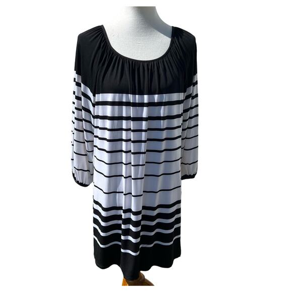 Tiana B. Black & White Striped Dress Size 12 Pre-Loved - Picture 1 of 8